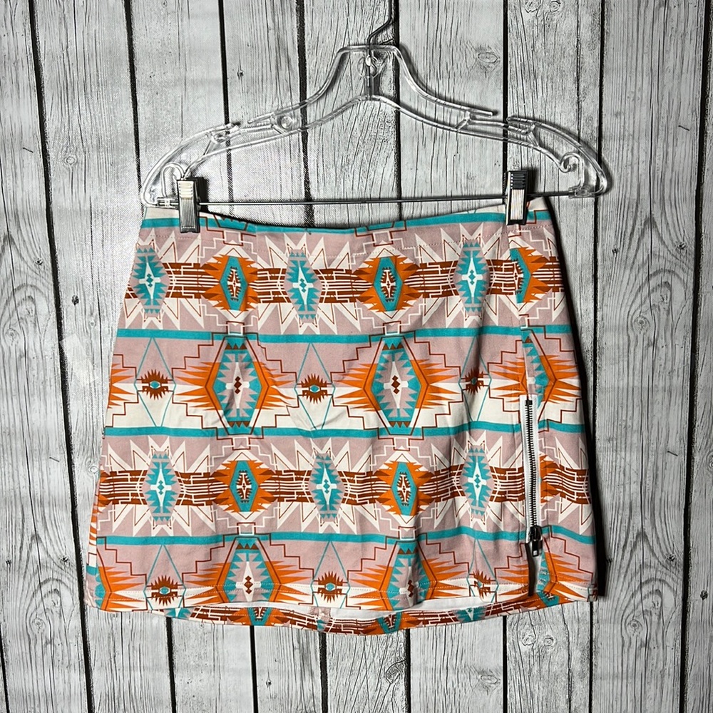 Rock & Roll cowgirl western print mini skirt size Large